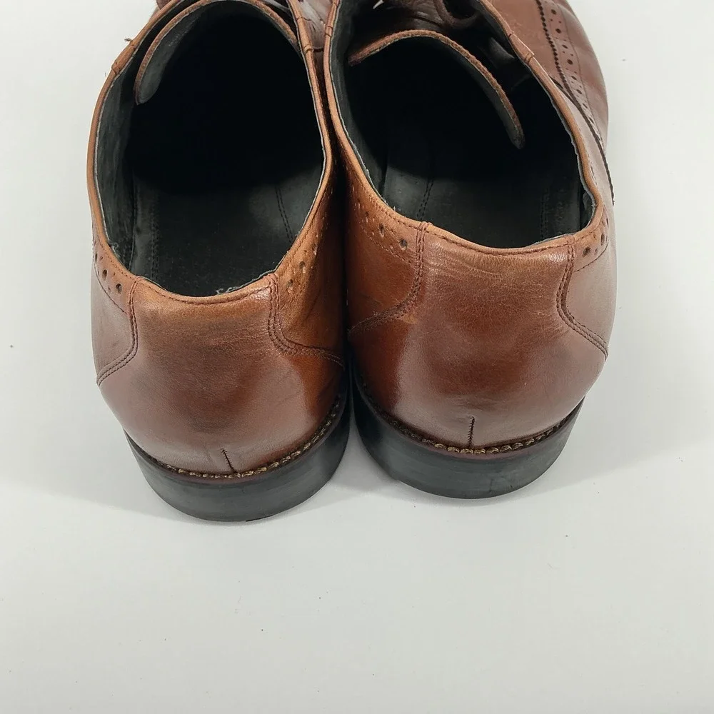 Stacy Adams Mens 15M Cognac Brown Leather Wingtip Oxford Dress Shoes 24911-221